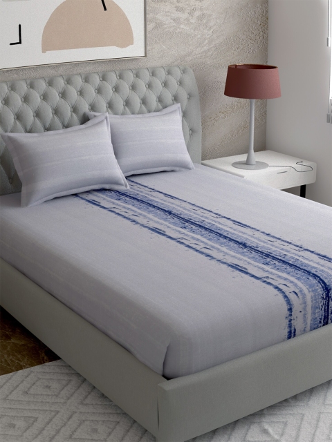 

EverHOME Grey & Blue Printed Cotton 300TC King Bedsheet with 2 Pillow Covers
