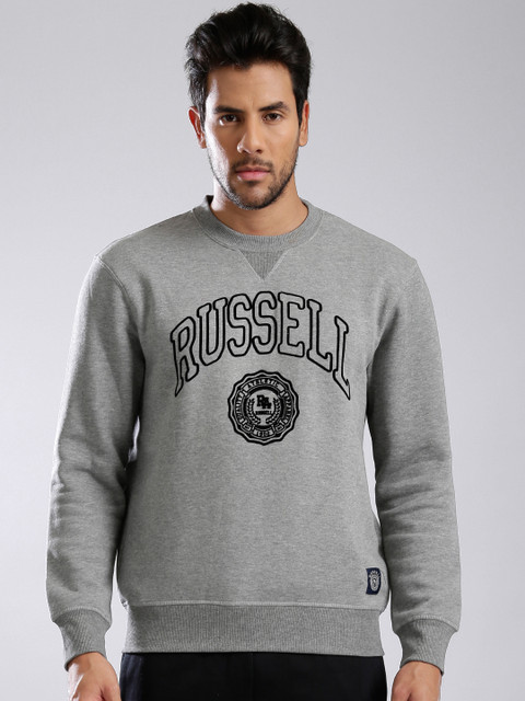 

Russell Athletic Grey Melange Flock Print Sweatshirt