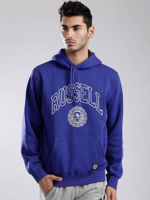 

Russell Athletic Blue Printed Hooded Sweatshirt