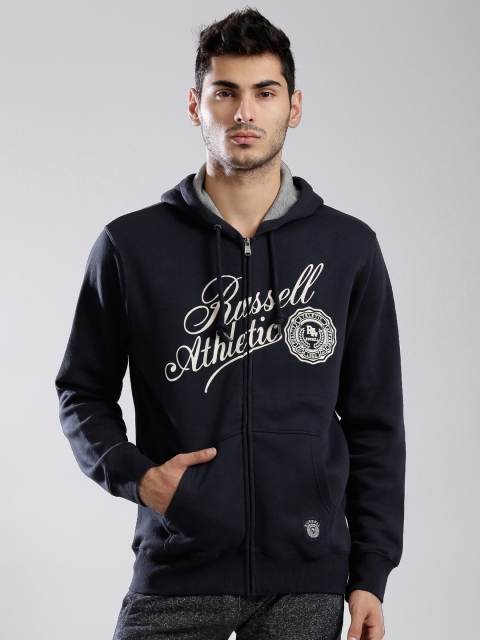 

Russell Athletic Navy Flock Print Hooded Sweatshirt, Navy blue