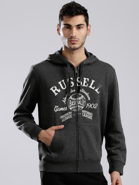 

Russell Athletic Charcoal Grey Printed Hooded Sweatshirt