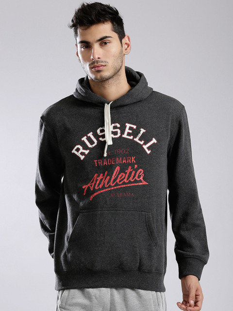 

Russell Athletic Charcoal Grey Printed Hooded Sweatshirt