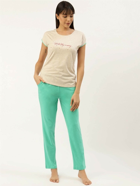 

Sweet Dreams Women Grey & Green Night suit