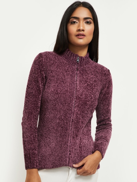 

max Women Burgundy Cardigan Sweater