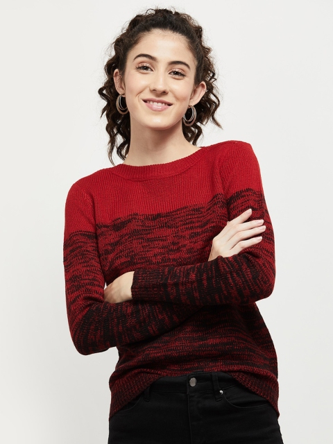 

max Women Red & Black Acrylic Pullover
