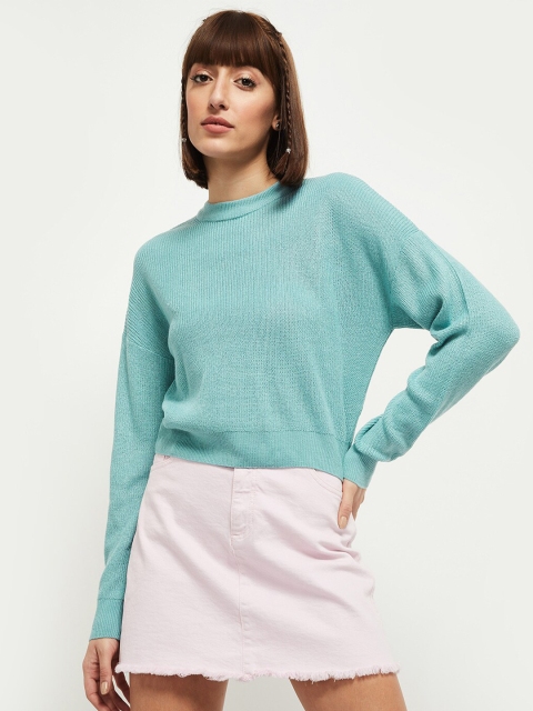 

max Women Blue Solid Pullover