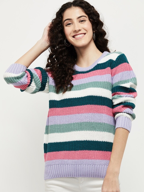 

Max Women Purple Striped Pullover