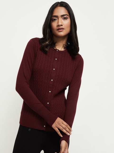 

max Women Maroon Solid Pullover