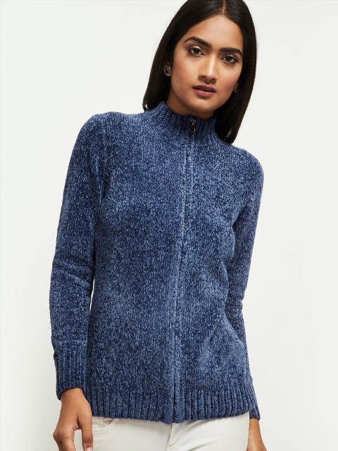 

max Women Blue Front-Open With Zip Detail