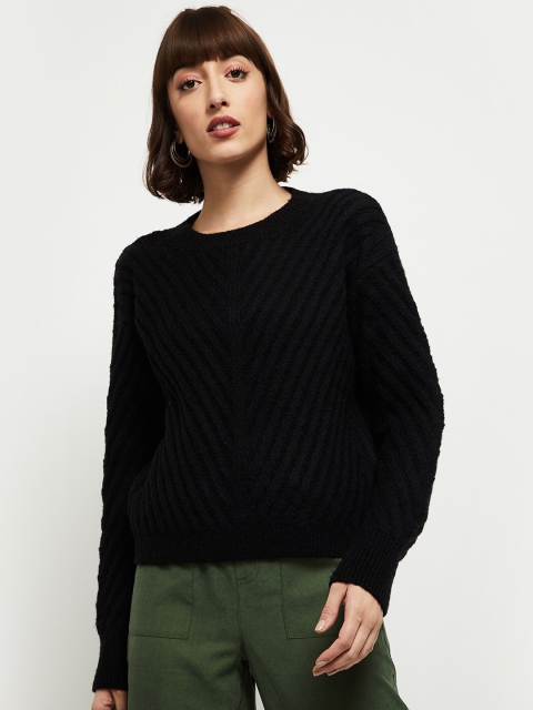 

max Women Black Cable Knit Pullover