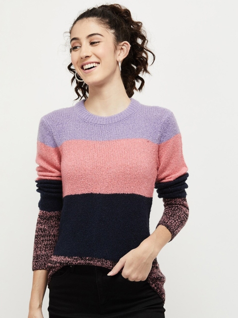 

max Women Purple Striped Pullover