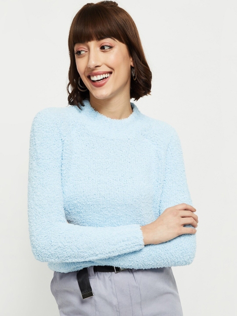 

max Women Blue Pullover Sweater