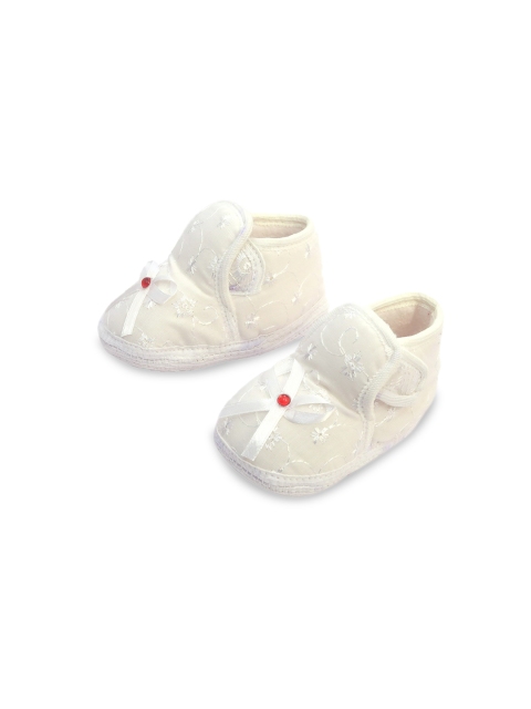

Spiky Kids White and Red Embroidered Cotton Booties