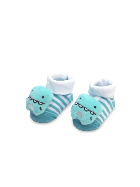 

Spiky Infants Kids Sea-Green & White Striped Cotton Booties