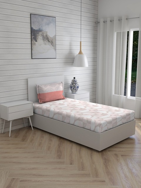 

Boutique Living India Peach-Coloured & White Cotton Printed 120 TC Queen Bedsheet