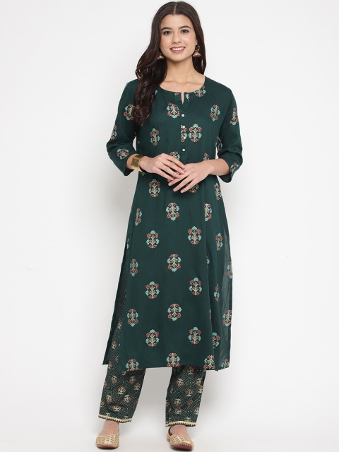 

Prakhya Women Green Ethnic Motifs Printed Regular Kurta with Palazzos