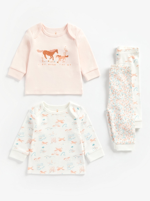 

mothercare Infant Girls Pack Of 2 Pure Cotton Clothing Set, Peach