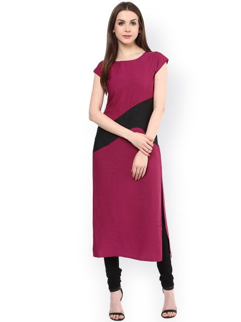 

Ives Women Burgundy Colourblock Straight Kurta