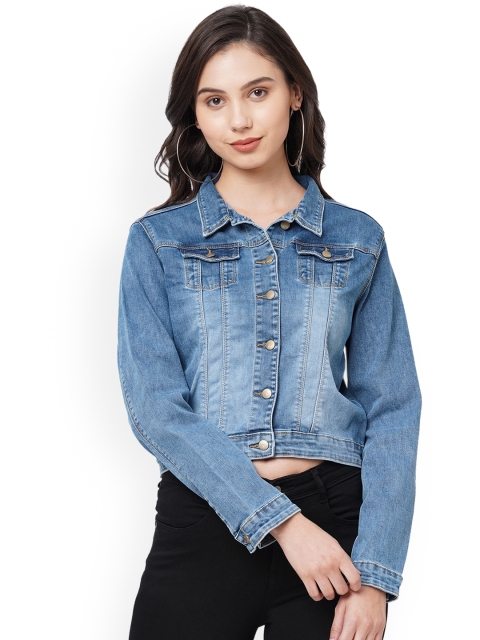 

Kraus Jeans Women Blue Washed Crop Denim Jacket