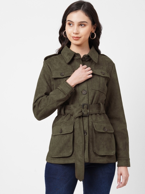 

Kraus Jeans Women Olive Green Suede Longline Tailored Jacket