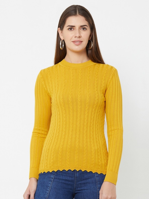 

Kraus Jeans Women Mustard Self Designed Pullover Sweater