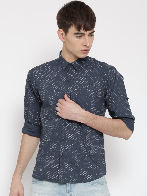 

Pepe Jeans Men Navy Printed Casual Shirt, Navy blue