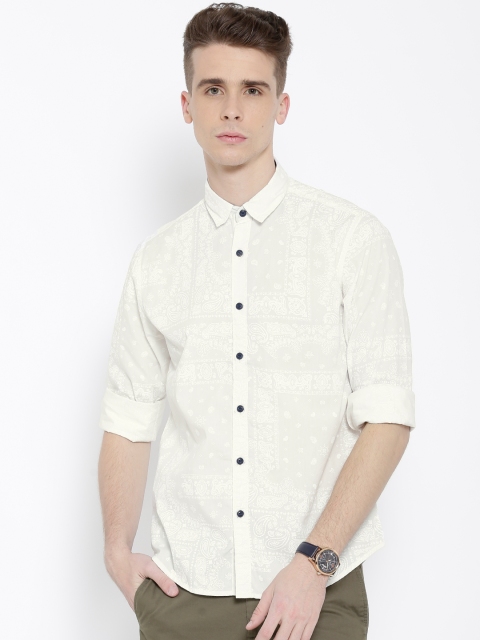 

Pepe Jeans Men White Printed Casual Shirt