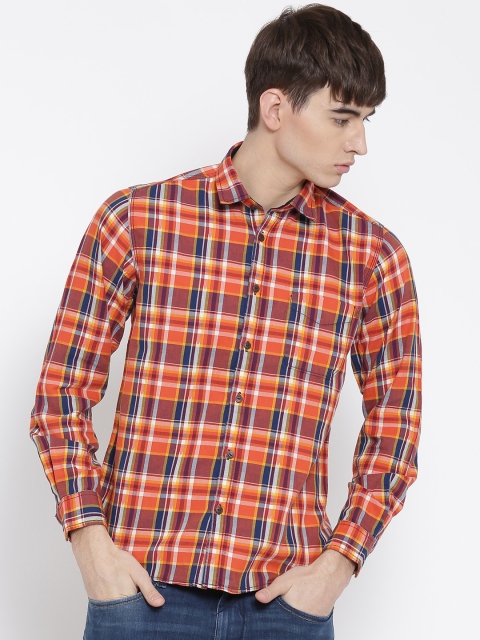 

Pepe Jeans Men Orange Checked Semi Fit Casual Shirt