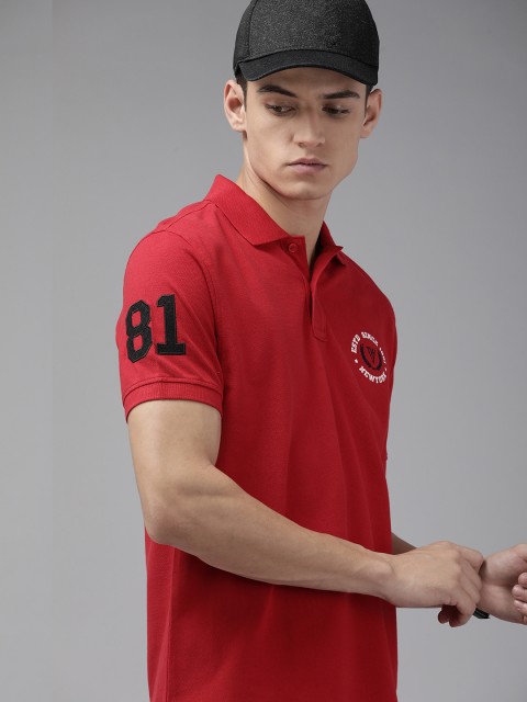 

Van Heusen Men Red Print Detail Polo Collar T-shirt