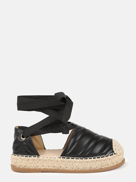 

Missguided Women Black Quilted Espadrille Flats