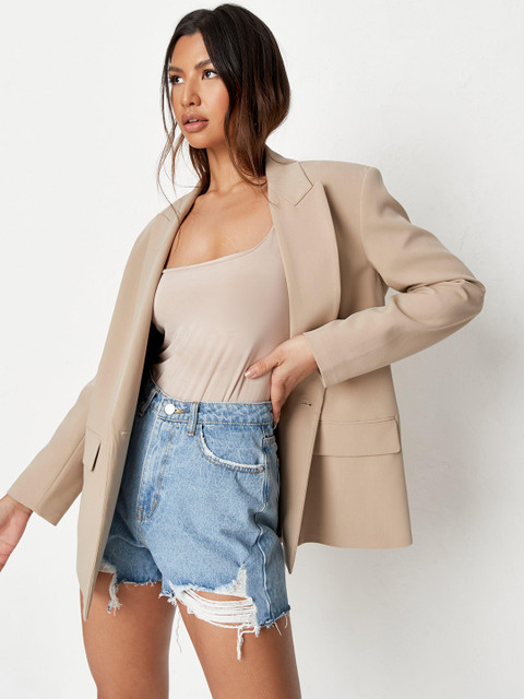 

Missguided Women Blue Washed Cotton Distressed Denim Shorts