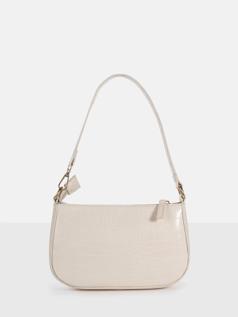 

Missguided Cream-Coloured Croc Textured PU Structured Shoulder Bag