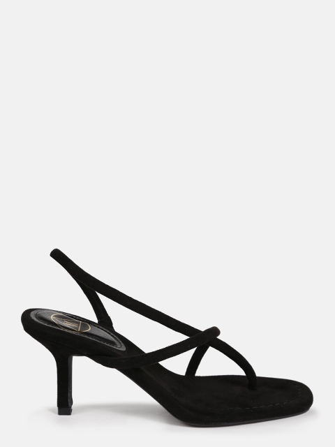 

Missguided Black Solid Suede Finish Open-Toe Heels