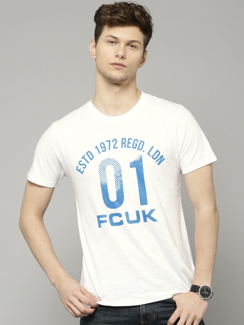 

French Connection Men White Printed T-shirt