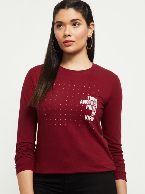 

max Women Maroon Printed Sweatshirt