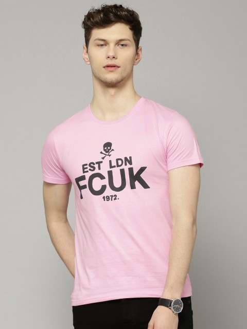 

French Connection Men Pink Printed T-shirt