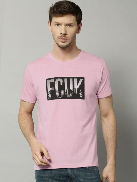 

French Connection Men Pink Printed T-shirt