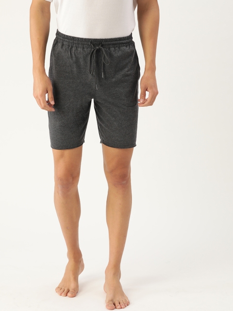 

ETC Men Charcoal Grey Solid Lounge Shorts