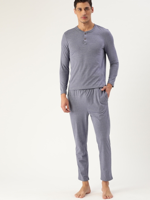 

ETC Men Blue Melange Effect Night suit