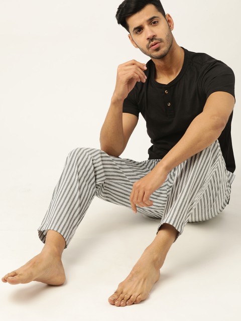 

ETC Men Black & White Pure Cotton Pyjama Set