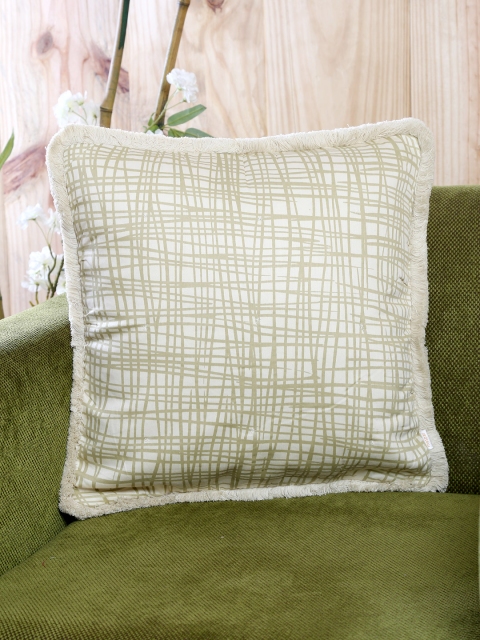 

MASPAR Off-White & Green Single Printed 18" x 18" Square Cushion Cover