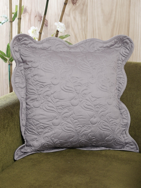 

MASPAR Grey Single Embroidered 18" X 18" Square Cushion Cover