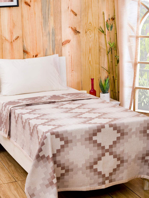 

MASPAR Brown Cotton & Viscose Woven Single Bed Cover