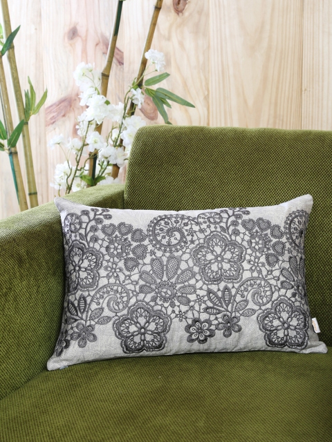 

MASPAR Grey Single Embroidered 12" x 16" Rectangular Cushion Cover