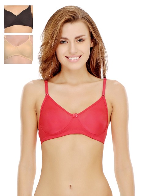 

Clovia Pack Of 3 Bra, Red