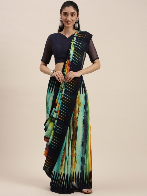 

KALINI Blue & Black Printed Saree