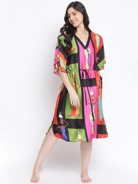

Organza Women Green Printed Nightdress