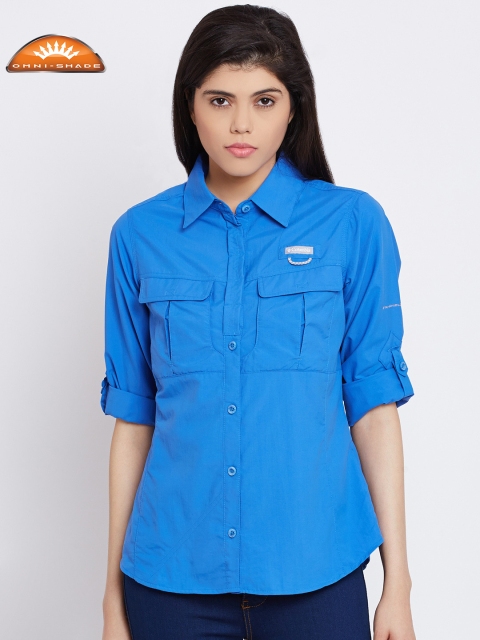 

Columbia Women Blue Cascades Explorer Solid Outdoor Shirt