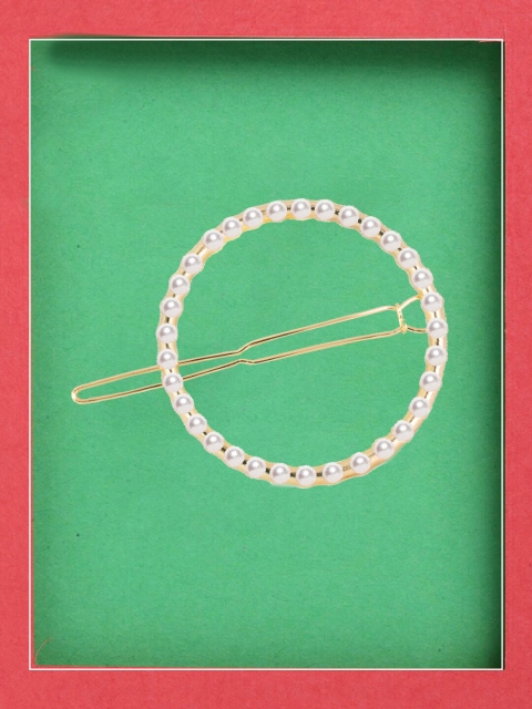 

OOMPH Women Gold Tone Round Pearl Hair Clip