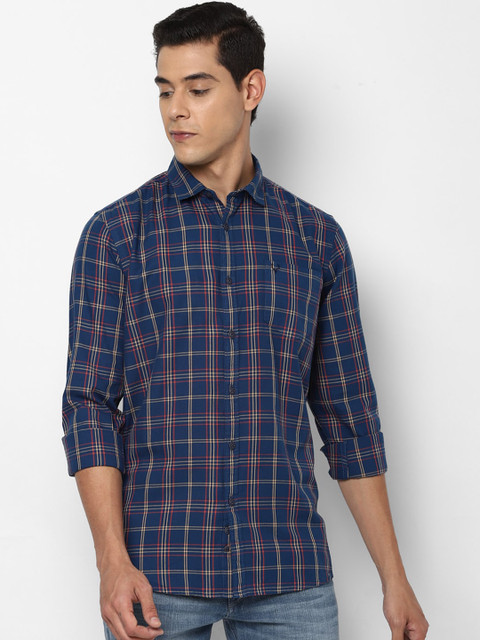 

Allen Solly Sport Men Navy Blue Opaque Checked Casual Shirt
